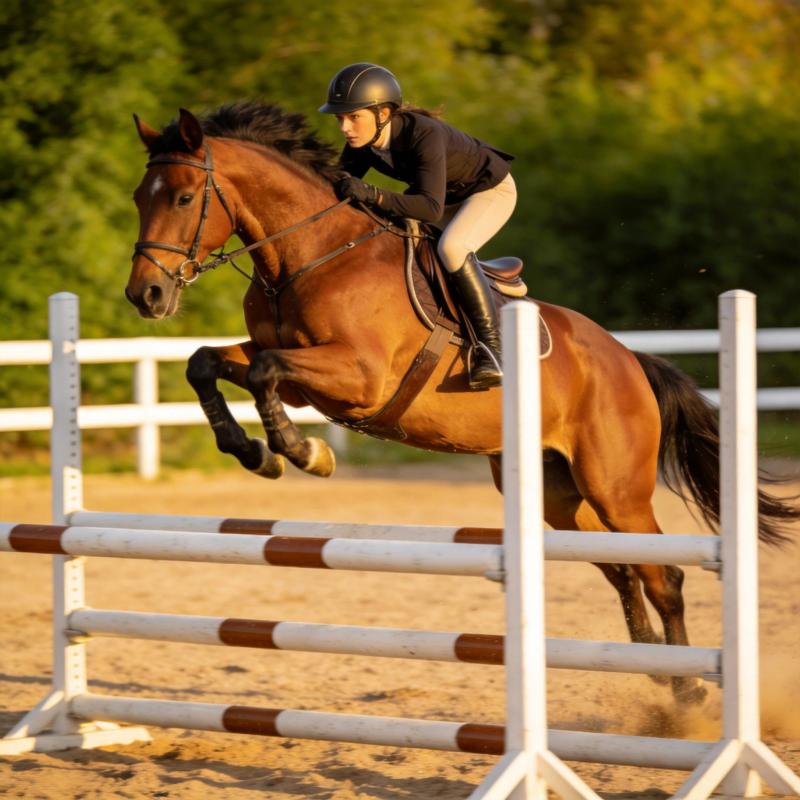 骏马飞跃障碍图片