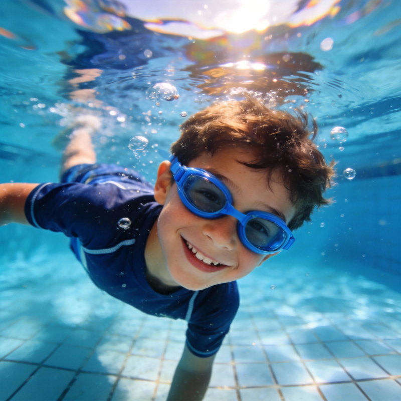 水下欢笑的小男孩图片