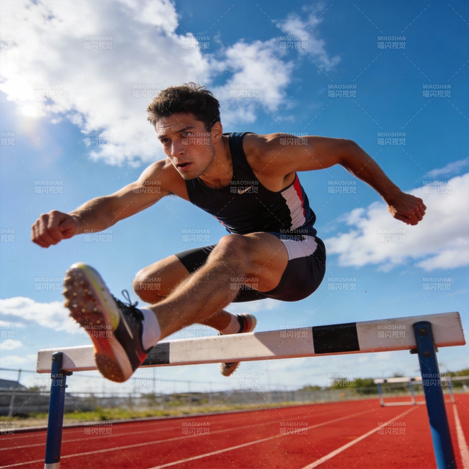 跨栏健将腾跃瞬间图片