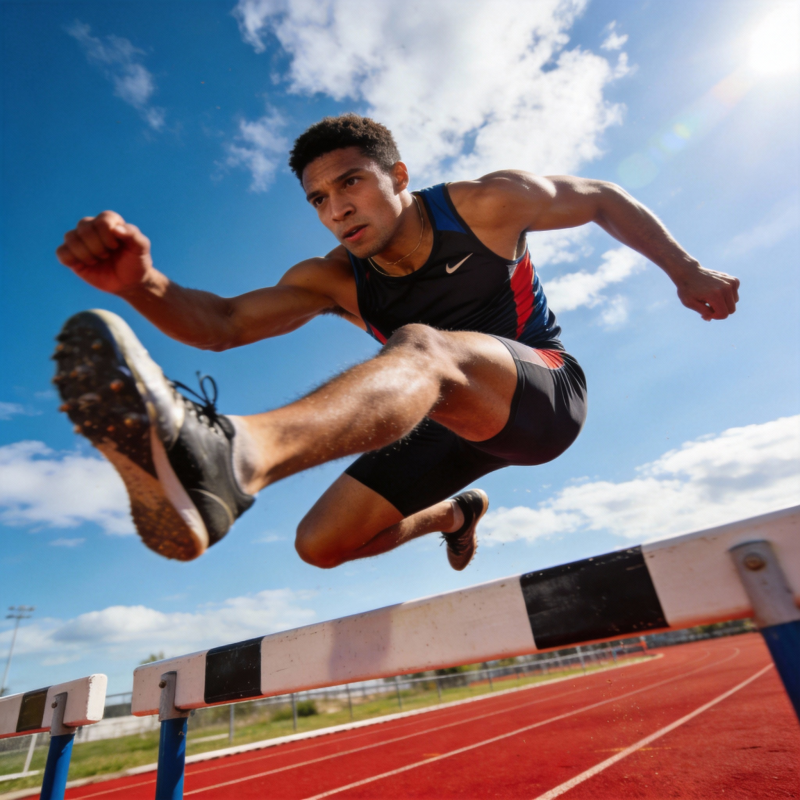 跨栏飞越瞬间图片