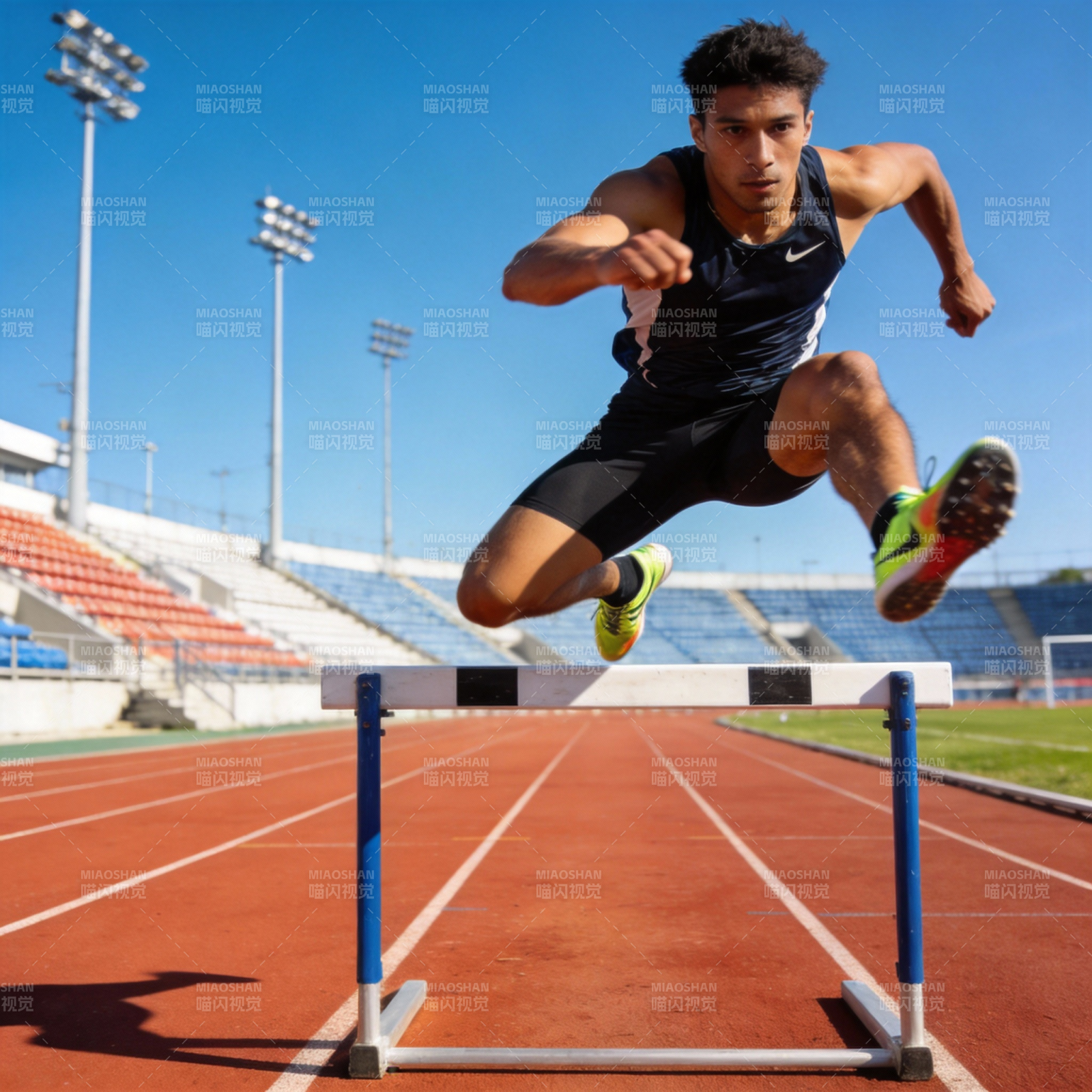 跨栏飞驰瞬间图片