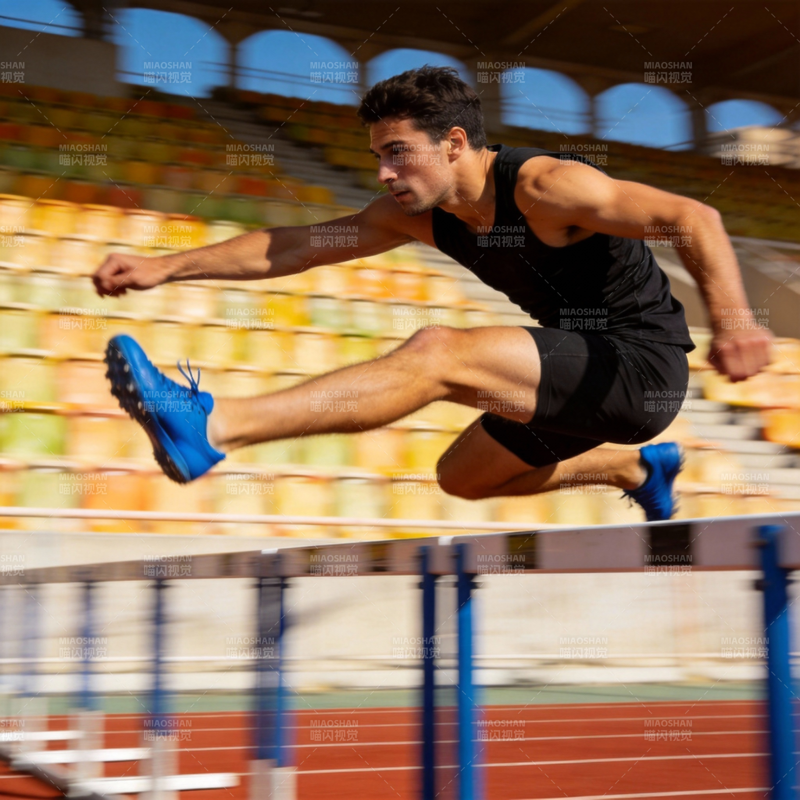 跨栏飞驰瞬间图片