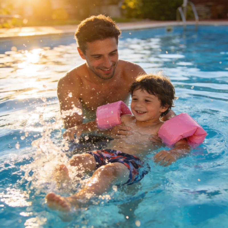 父爱泳池时光图片