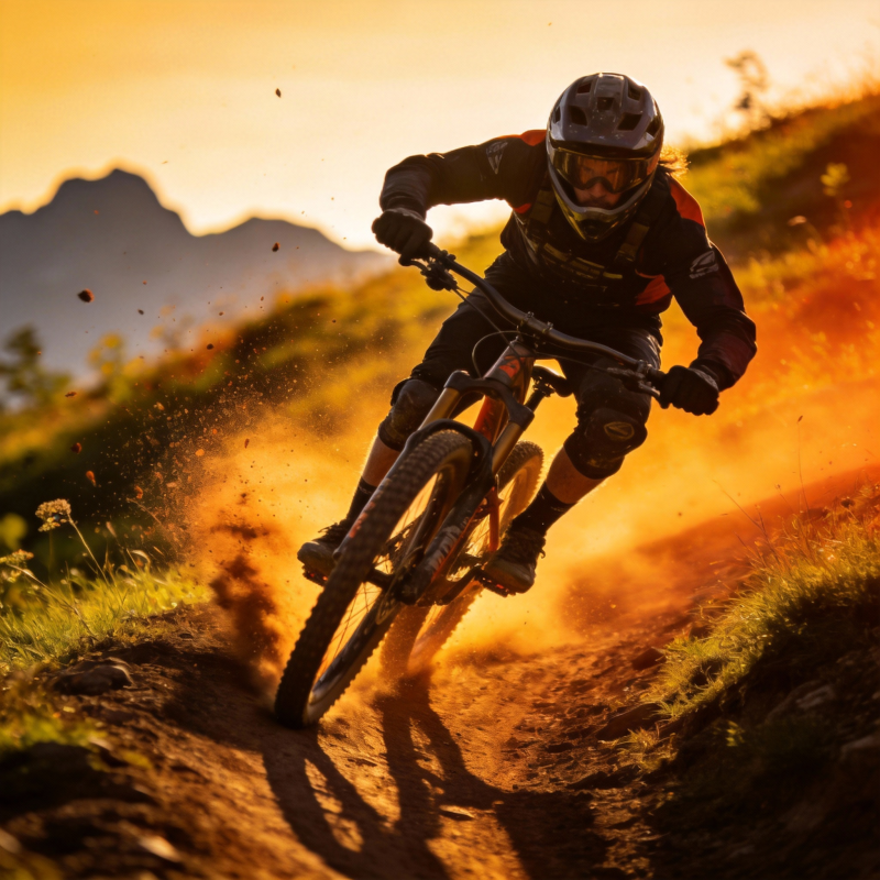 山地骑行 夕阳飞驰图片