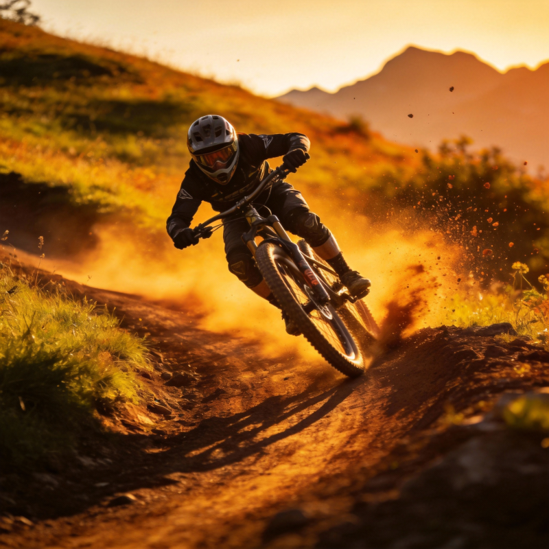 山地骑行 驰骋夕阳图片