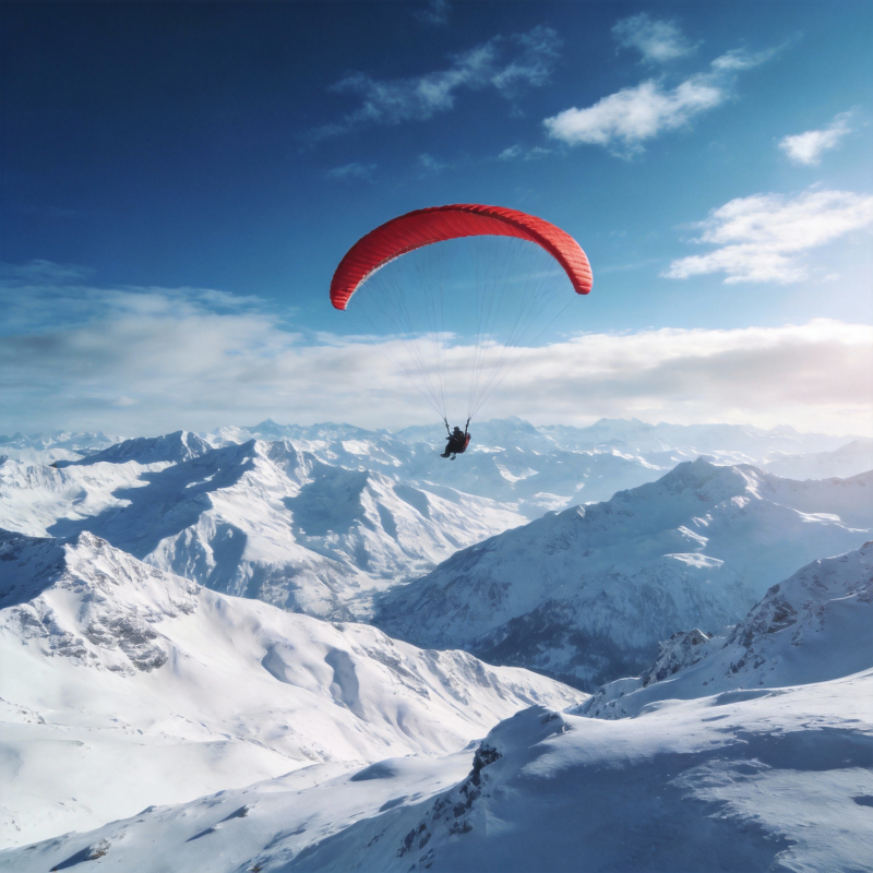 雪山之巅滑翔伞图片