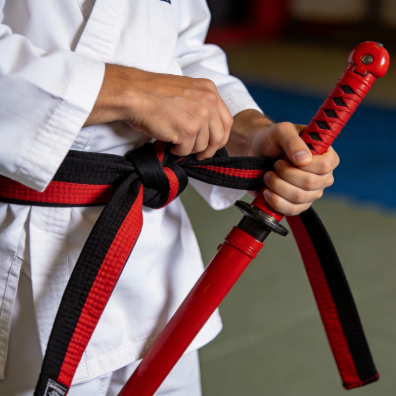 红黑腰带握剑图片