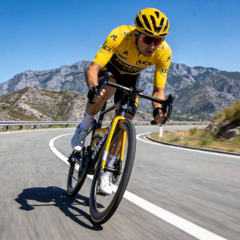 黄衫骑手疾驰山道图片