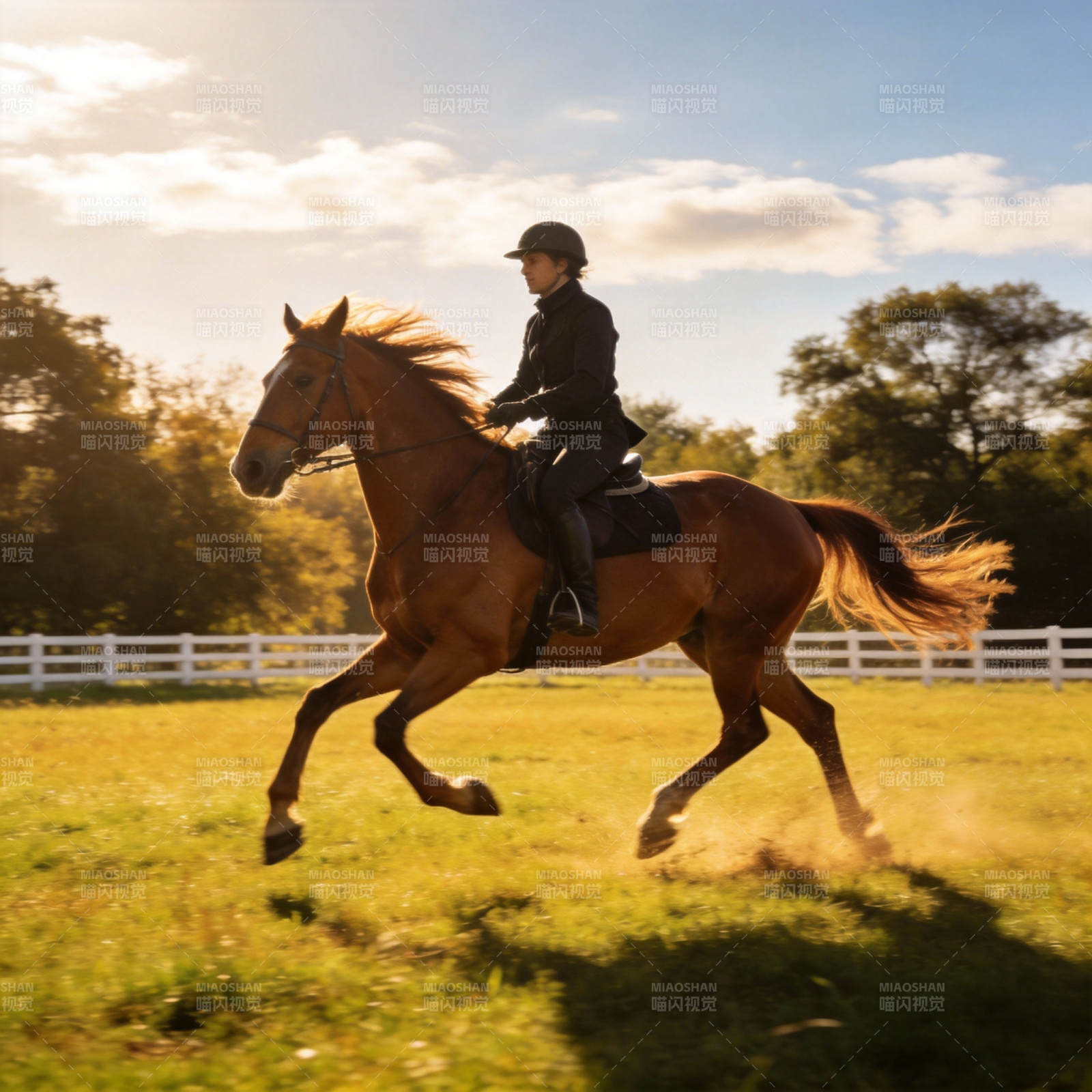 驰骋草原的骑手图片