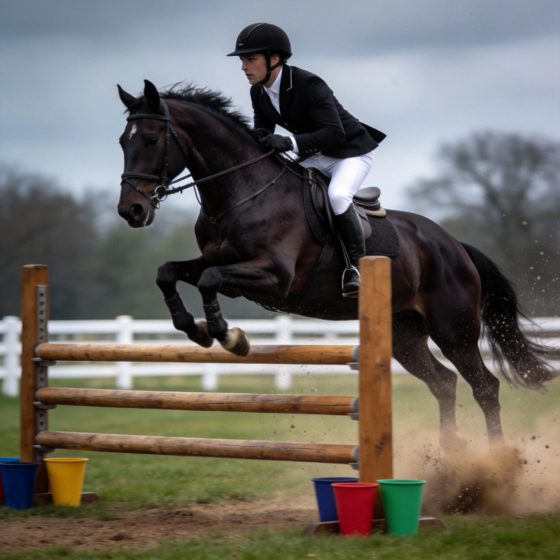 骏马飞跃障碍图片