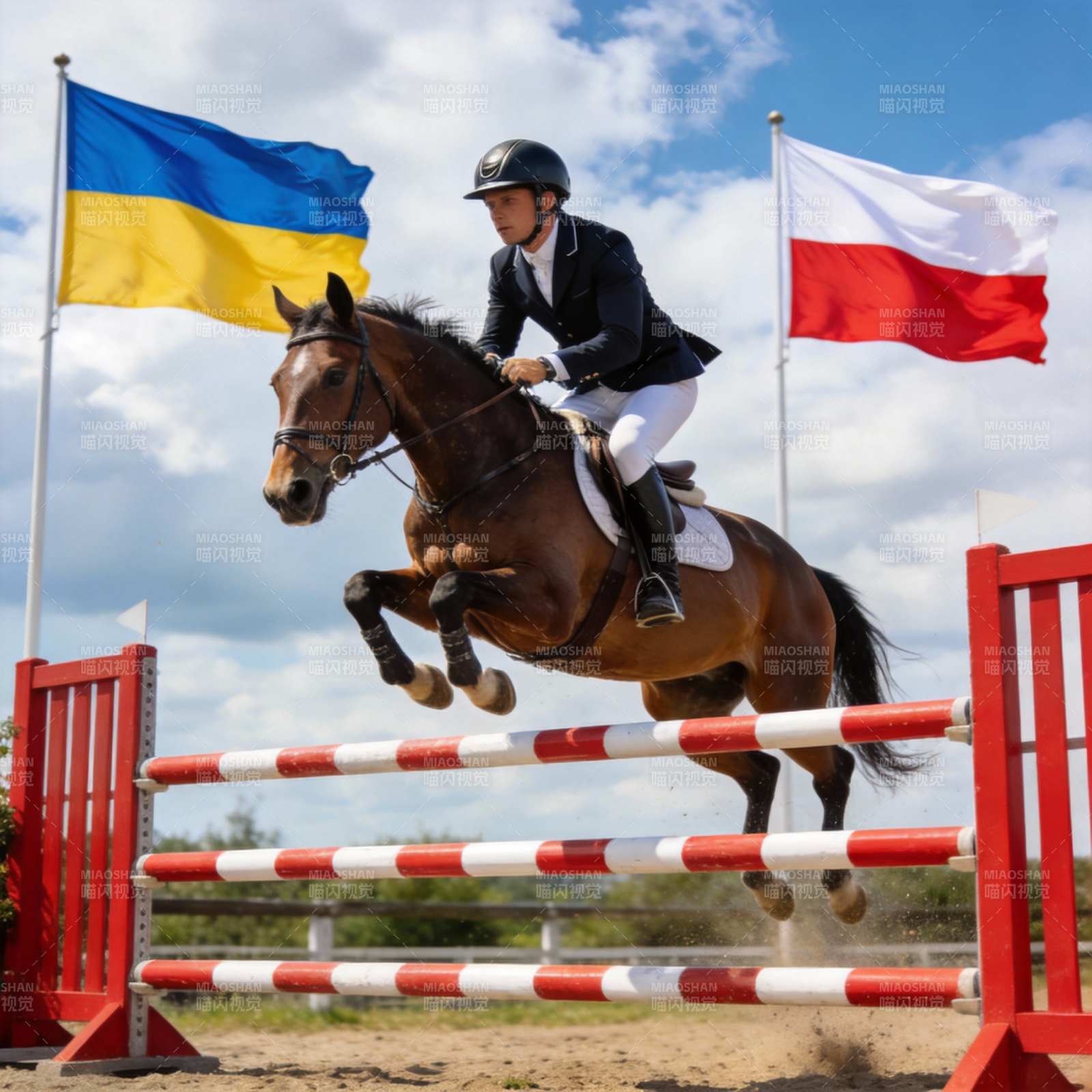马术飞跃瞬间图片