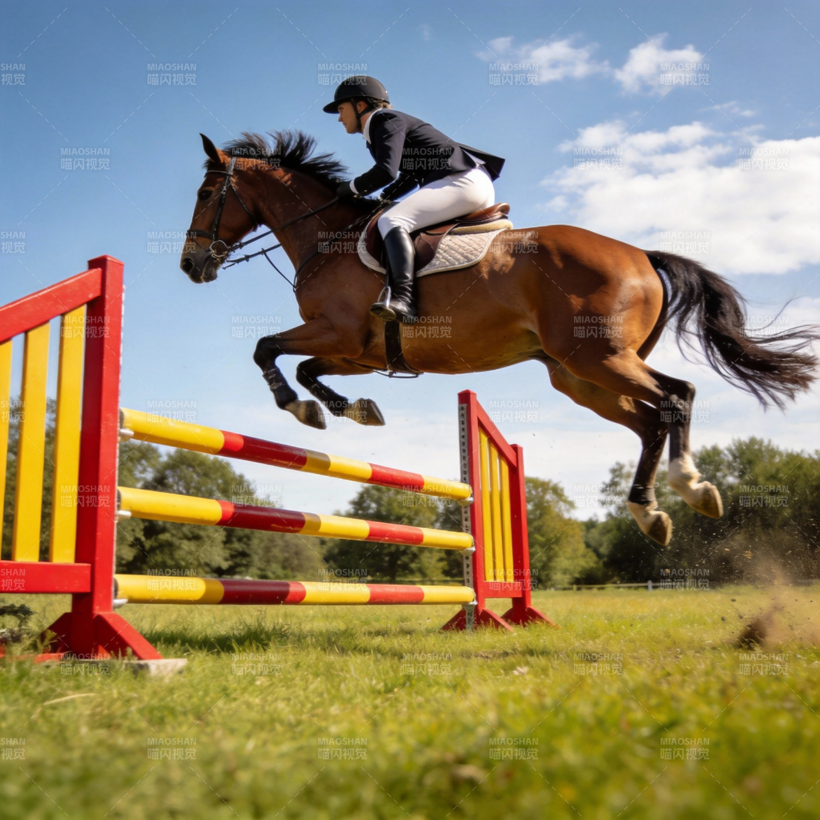 骏马飞跃障碍图片