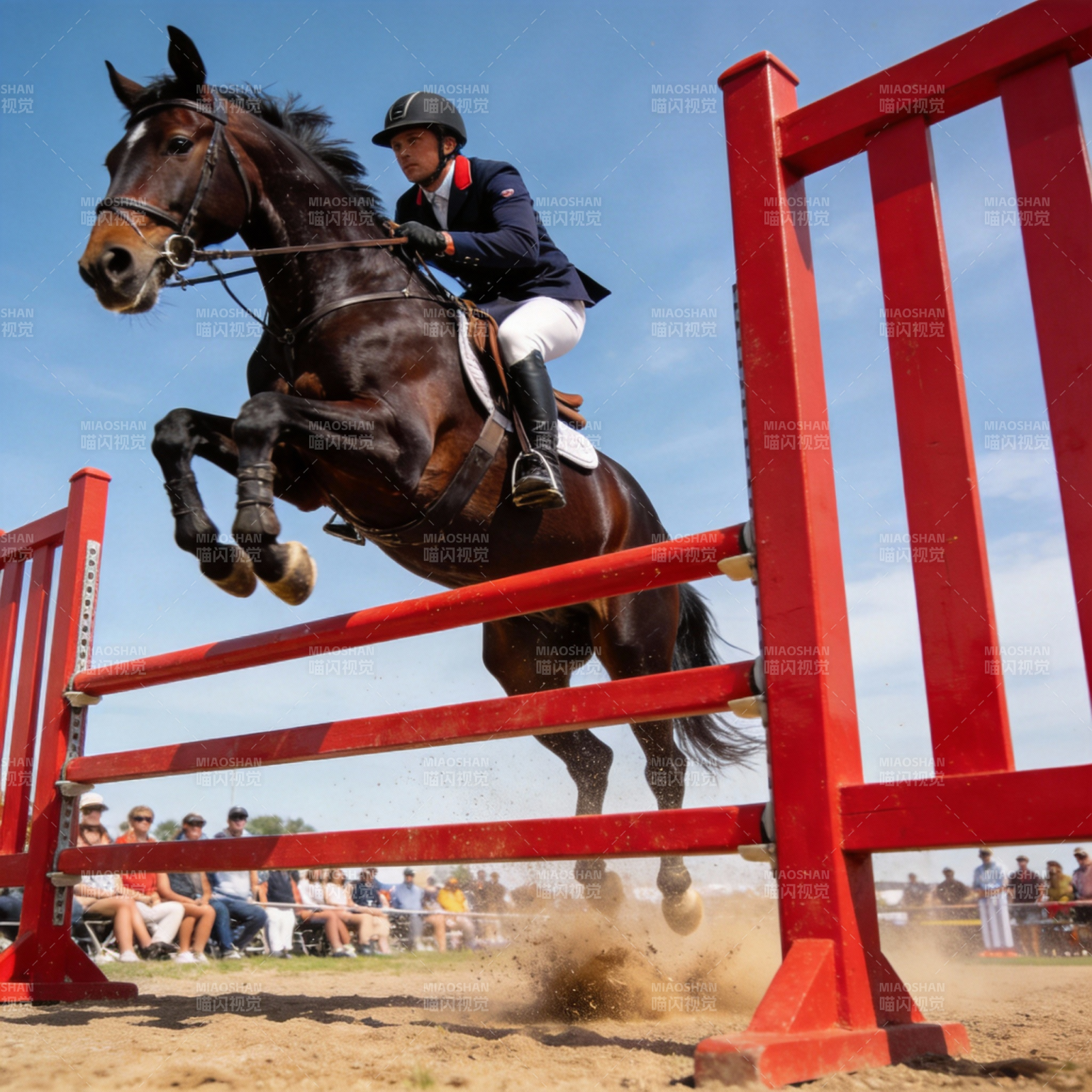 骏马飞跃障碍图片