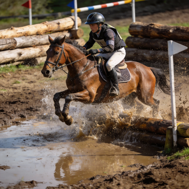 泥泞跃马 勇闯障碍图片