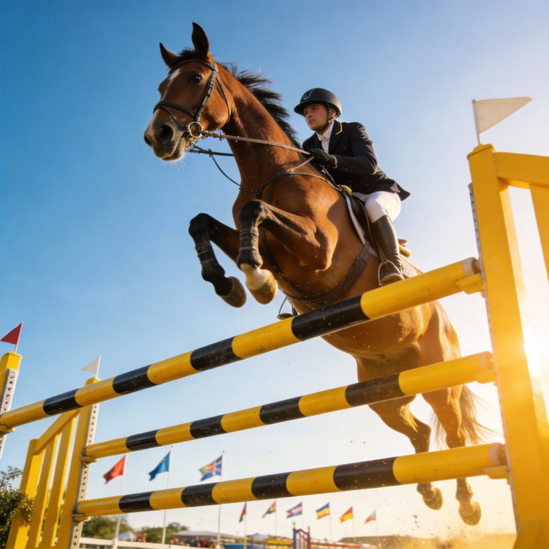骏马飞跃障碍图片
