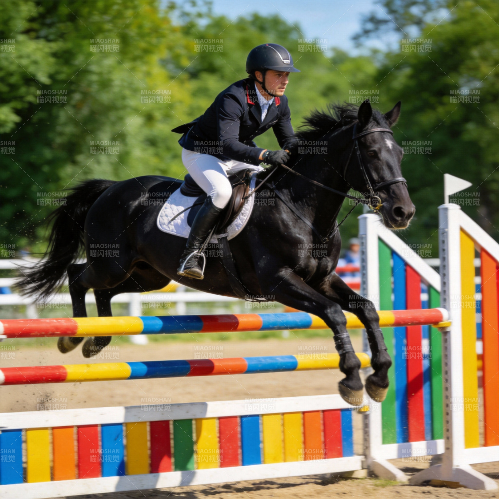 骏马飞跃彩栏图片