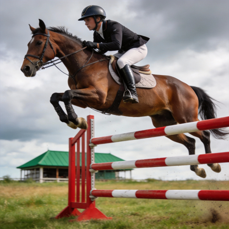 骏马飞跃障碍图片