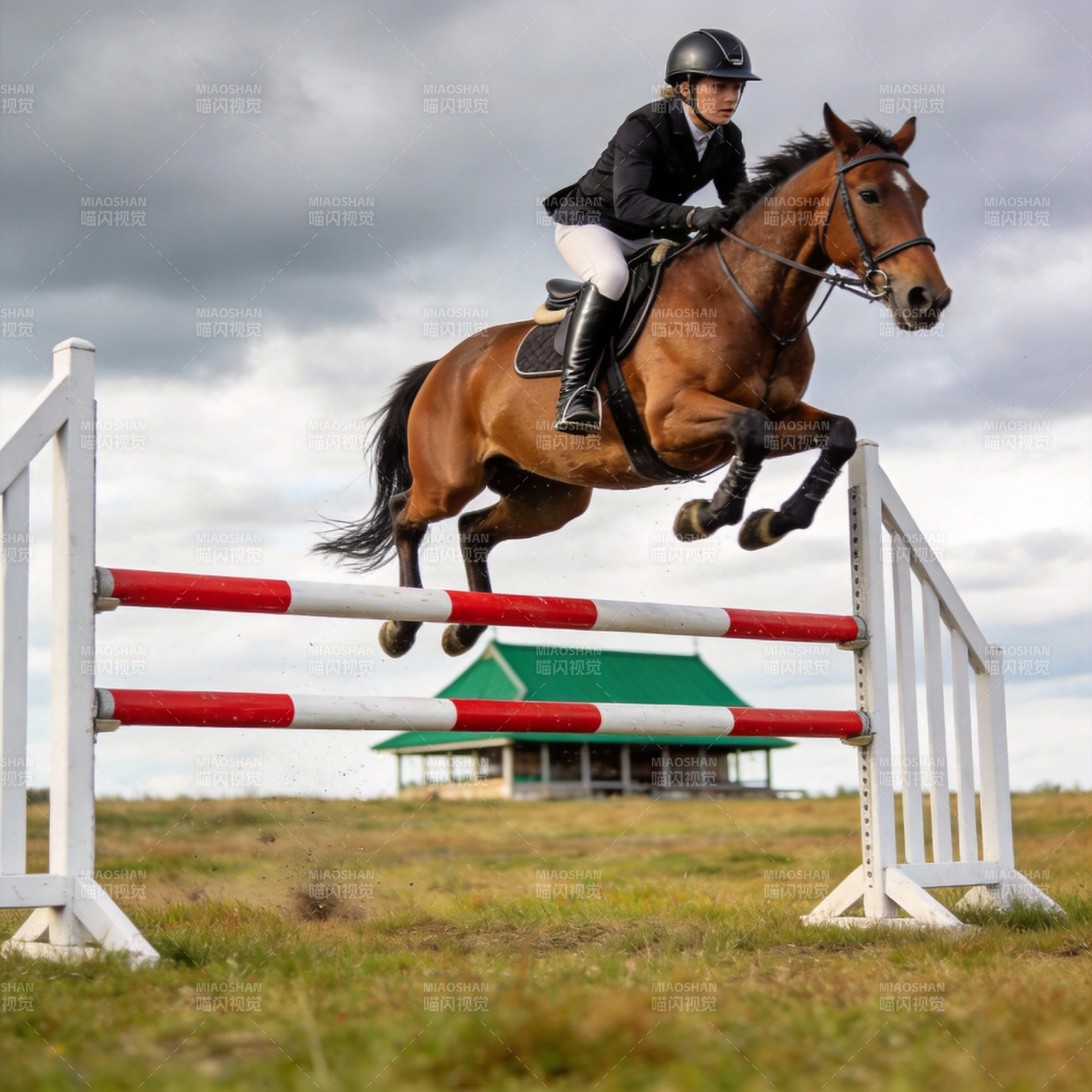 飞跃障碍的骑手图片