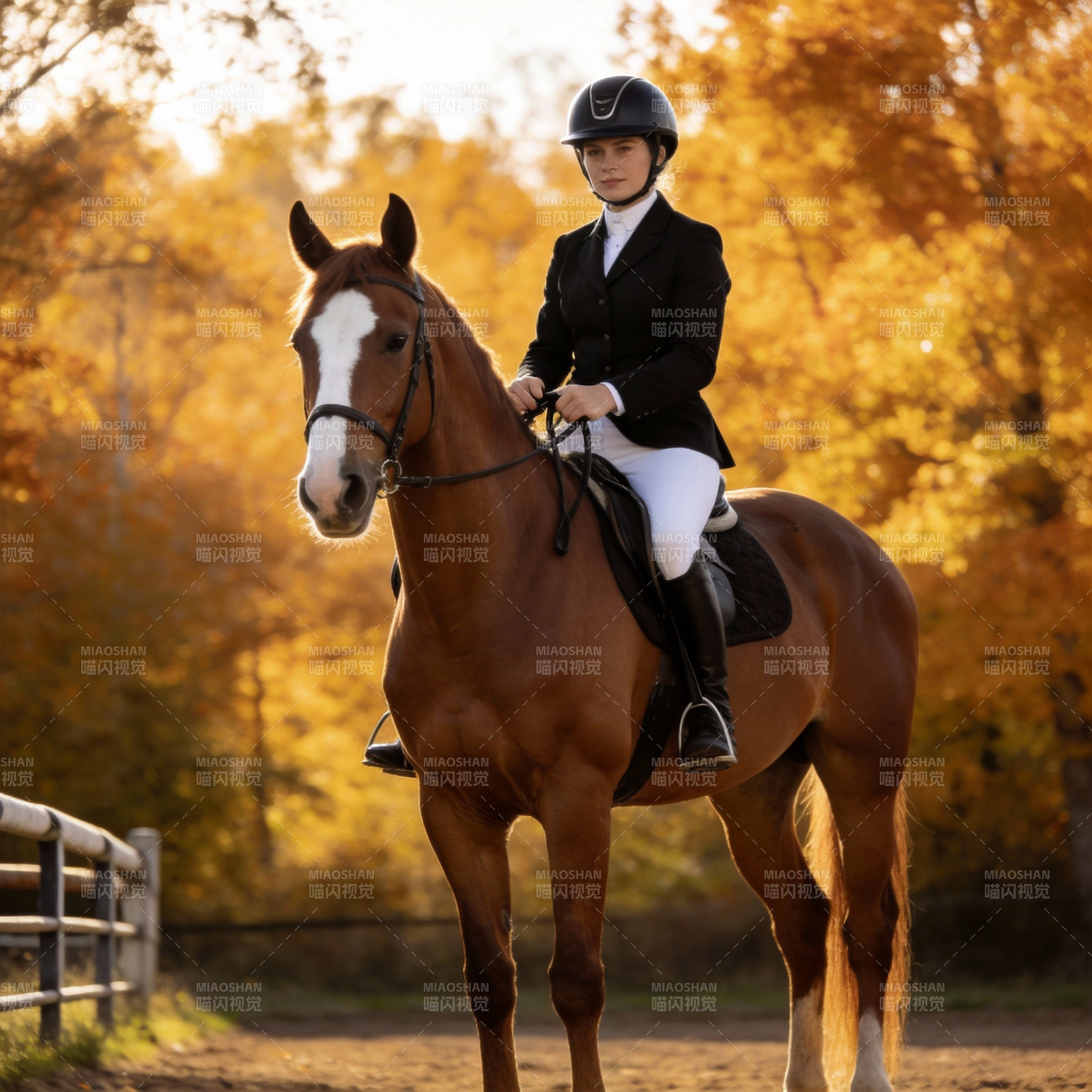 秋日骑马图图片