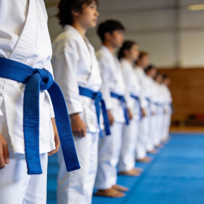 蓝带武者列队静立图片