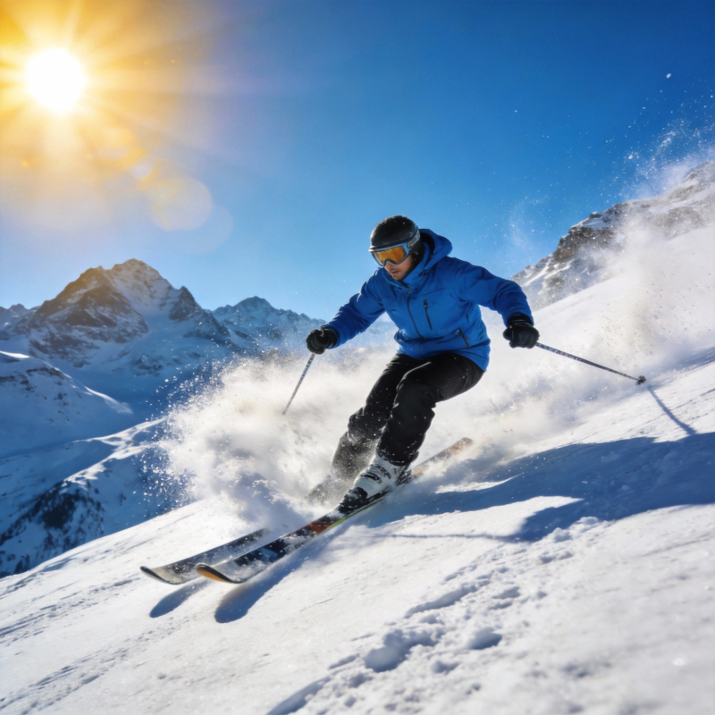 雪山滑雪 阳光灿烂图片