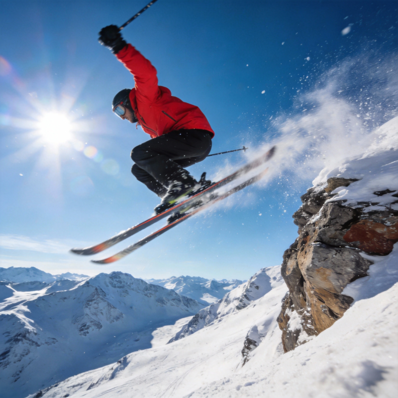 雪峰飞跃瞬间图片