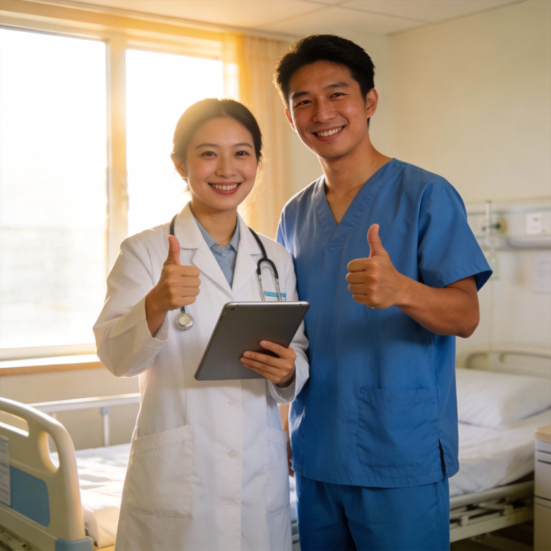 医护携手 点赞微笑图片