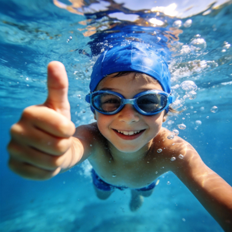 水下微笑的小泳者图片