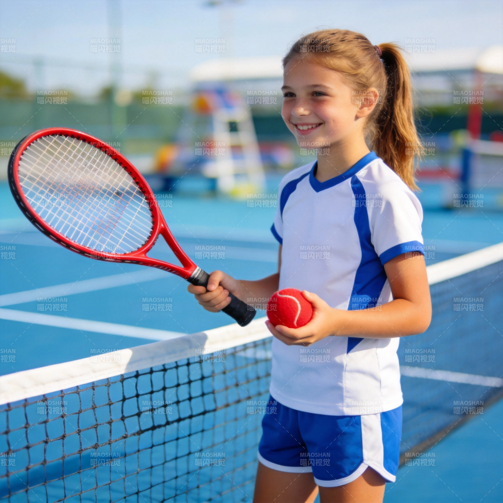 小女孩打网球图片