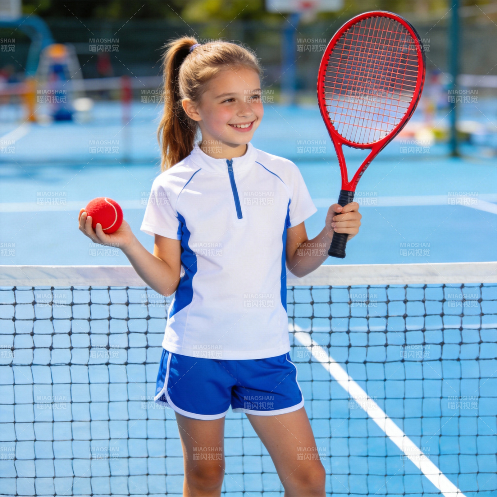 小女孩打网球图片