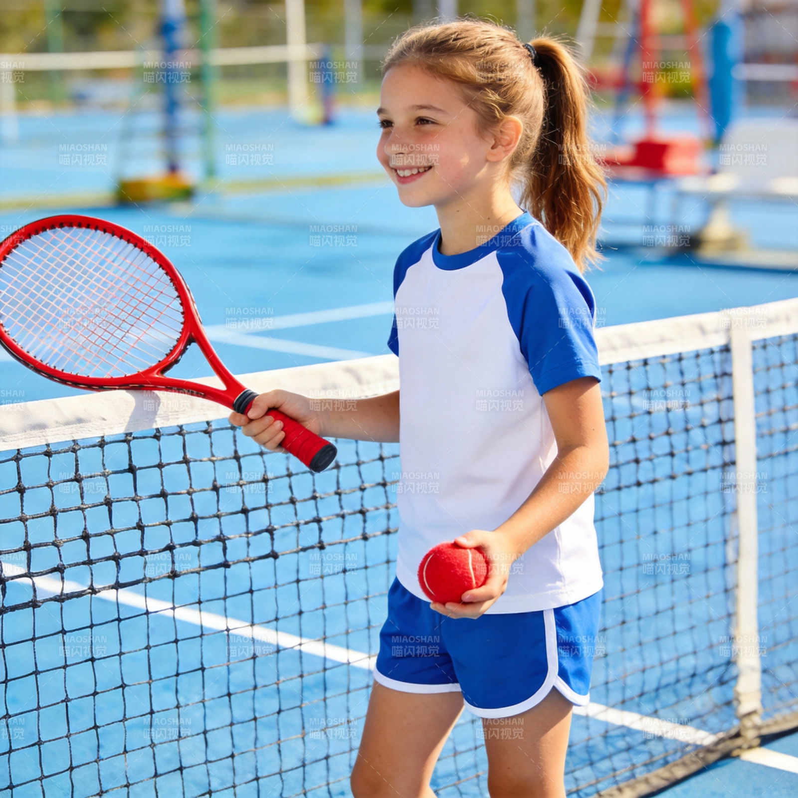 小女孩打网球图片