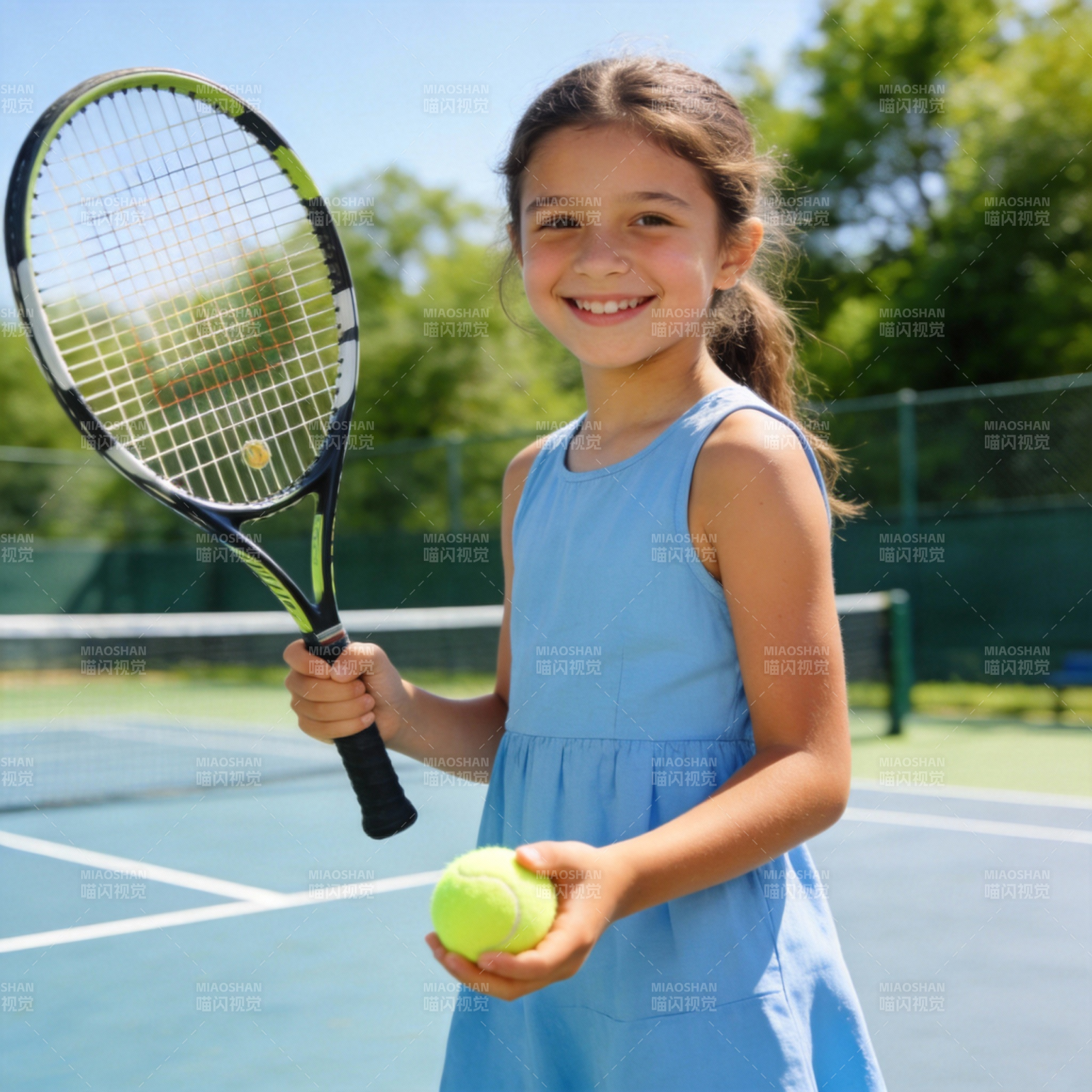 小女孩打网球图片