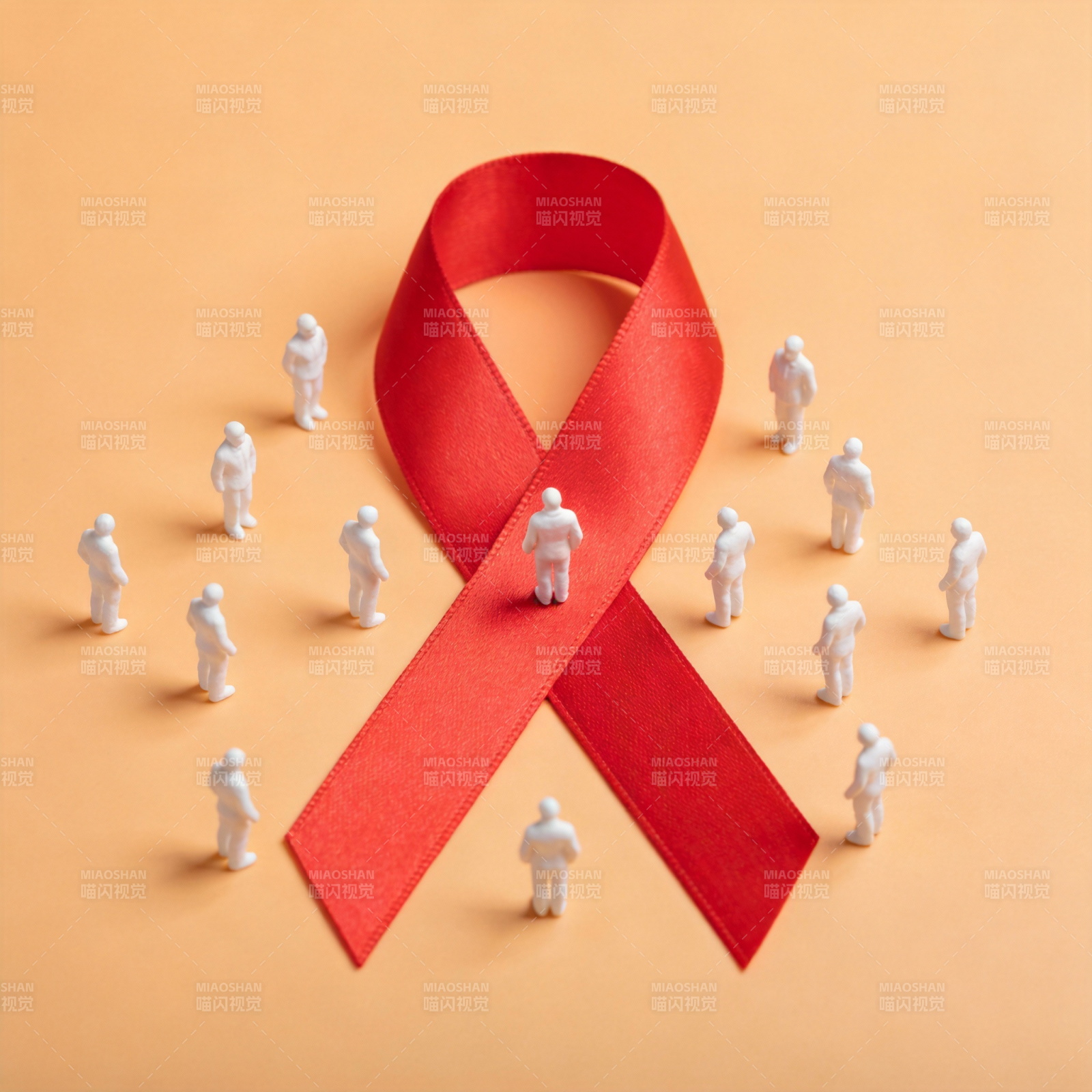 红丝带与人形小人图片