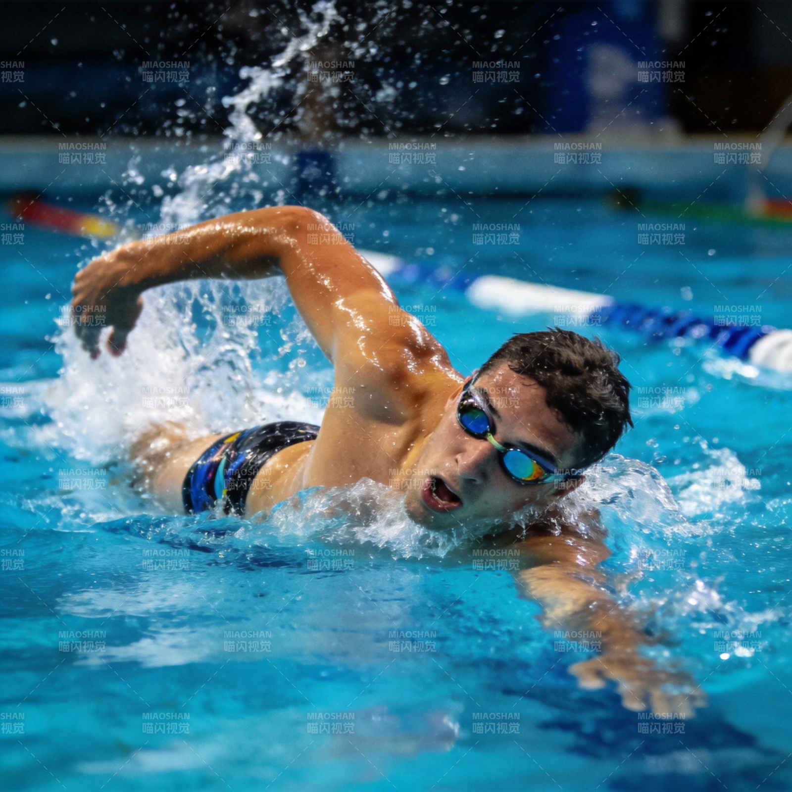 泳者破浪前行图片