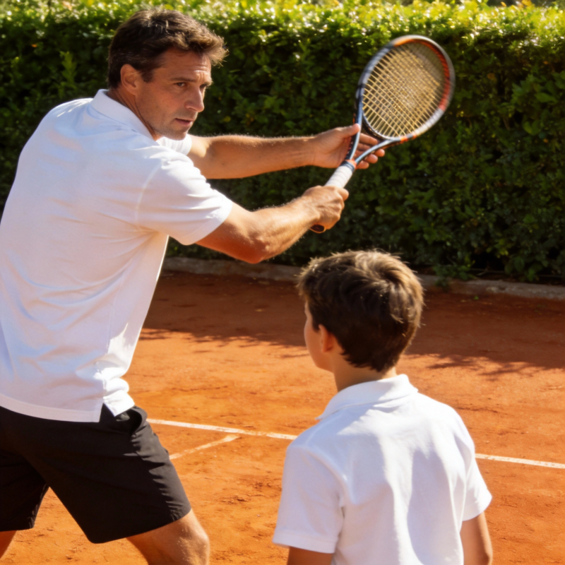 父子网球教学图片