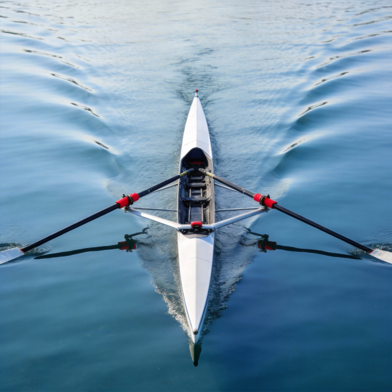 静水独舟划桨行图片