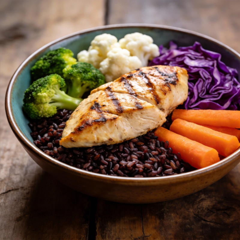 美味鸡胸饭碗图片