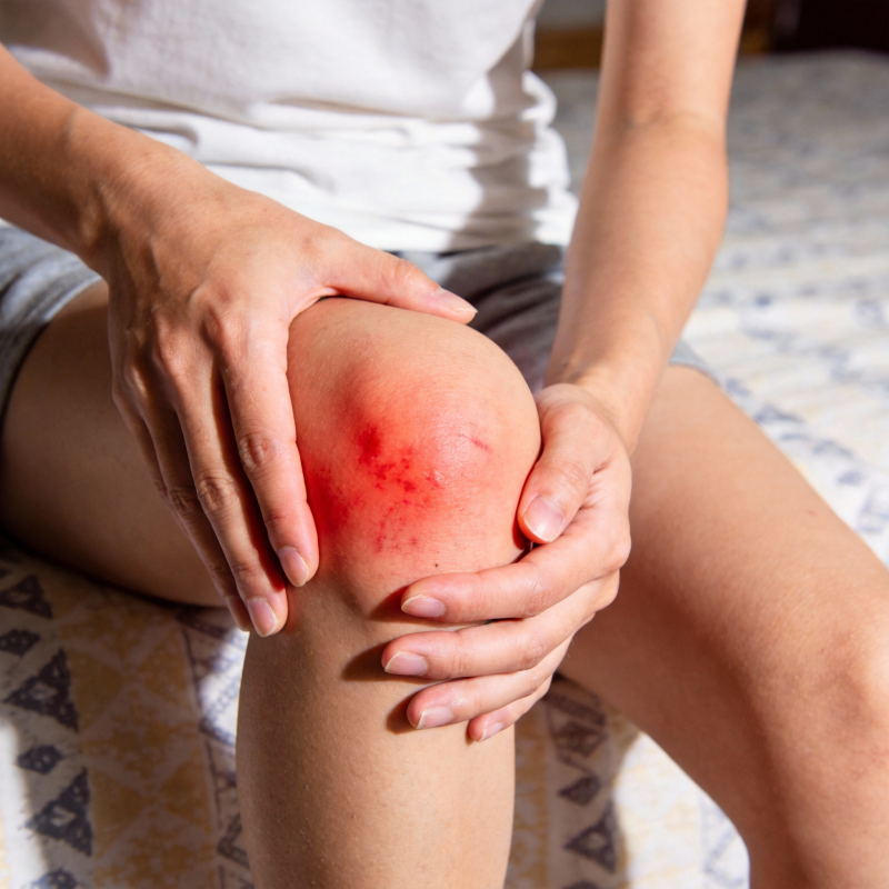 膝盖红肿疼痛图片