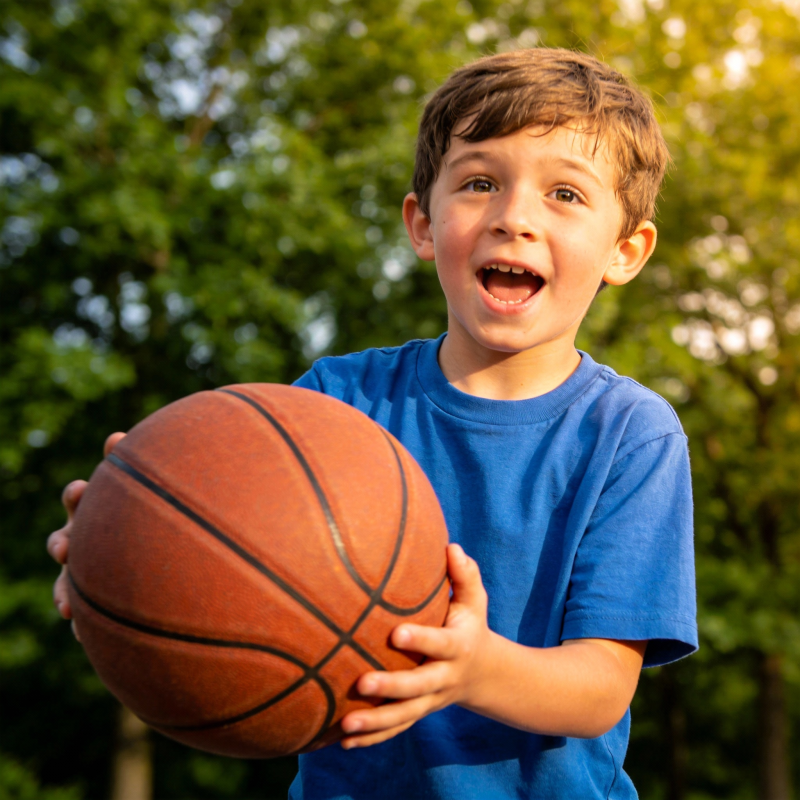小男孩开心打篮球图片
