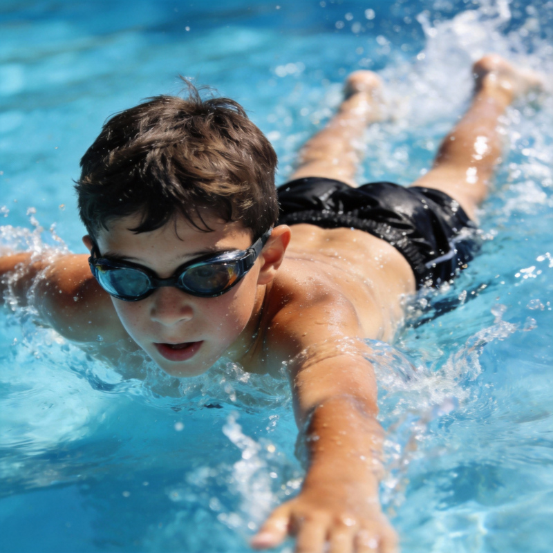 少年泳池畅游图片