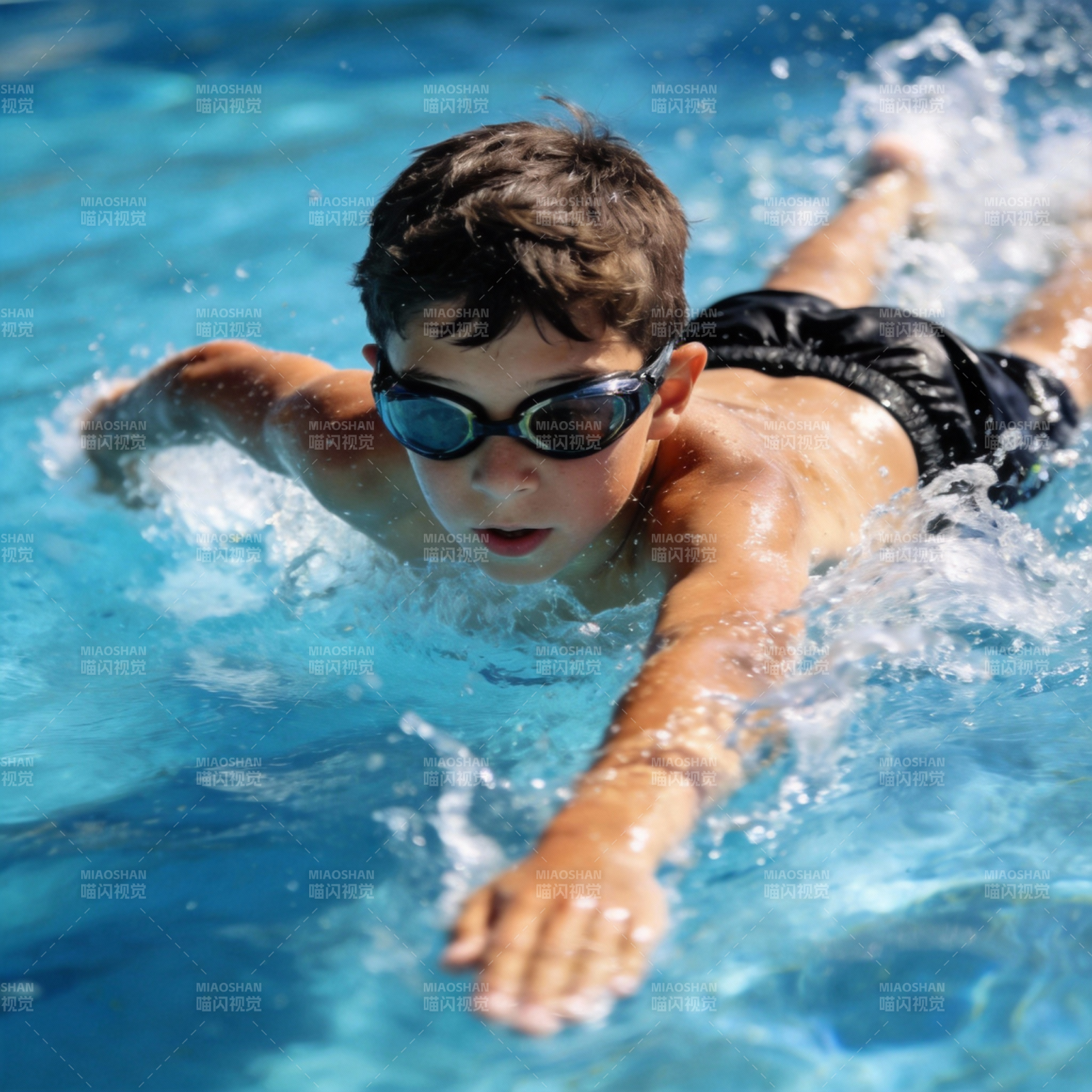 少年泳池畅游图片