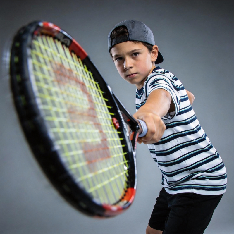 少年挥拍击球瞬间图片