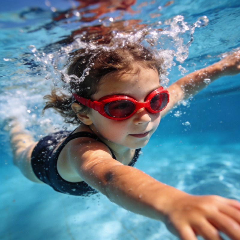 泳池中的小女孩图片