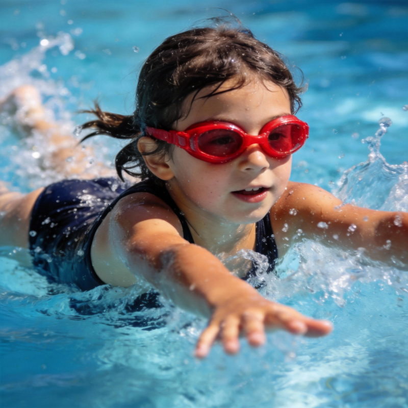 小女孩游泳训练图片