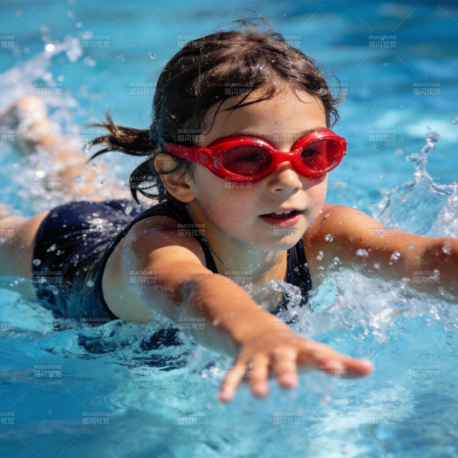 小女孩游泳训练图片