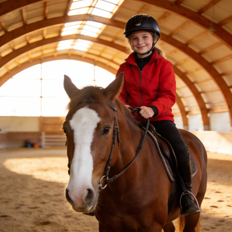 小女孩骑马微笑图片