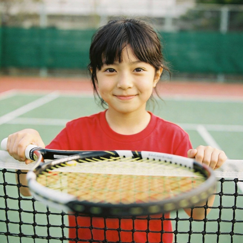 小女孩打网球图片