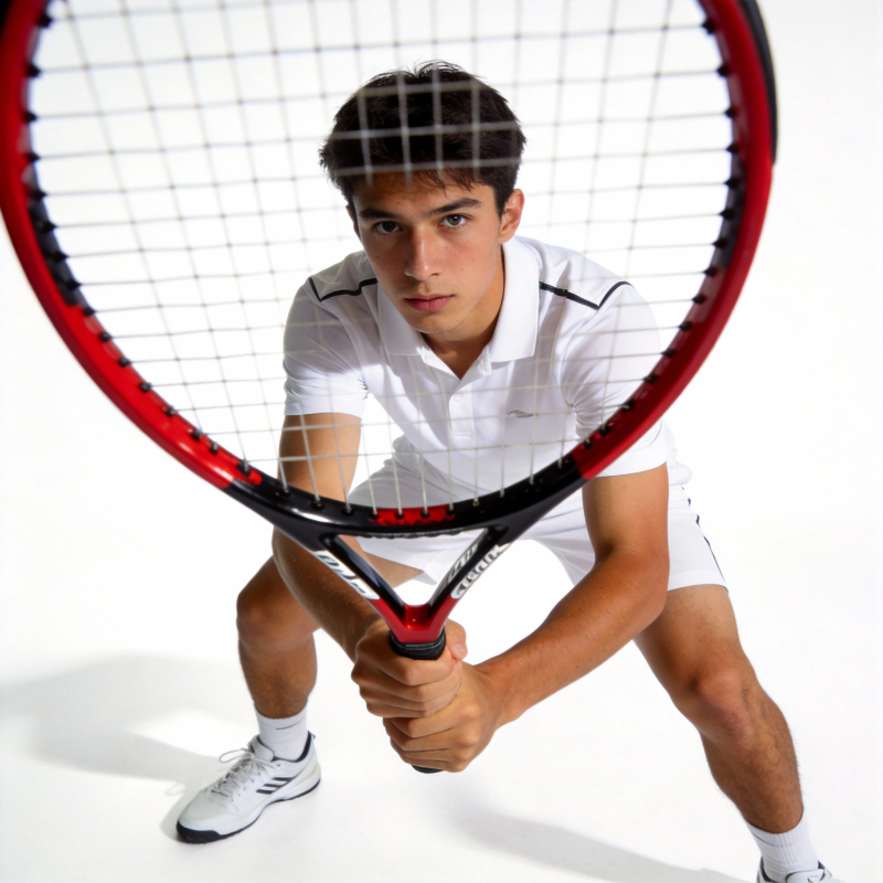 网球少年专注击球图片