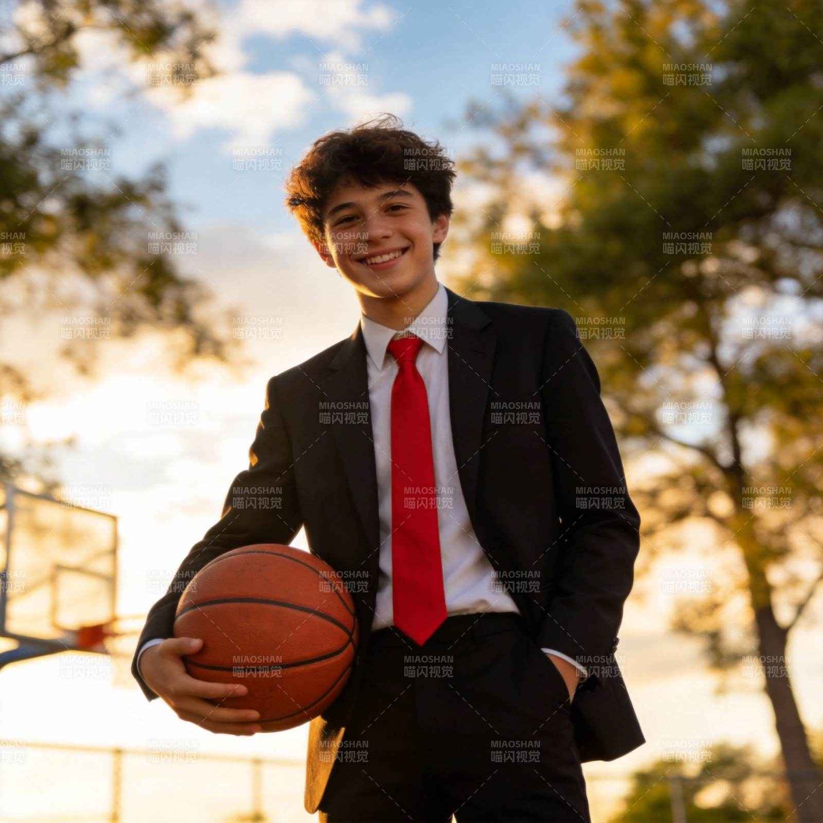 少年持球微笑图片