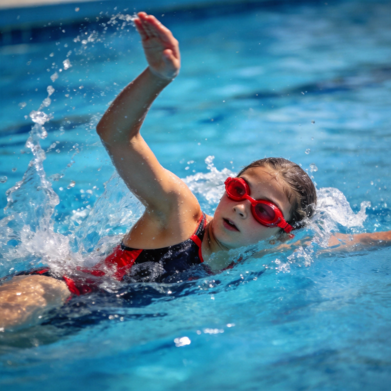 泳池中的小泳将图片